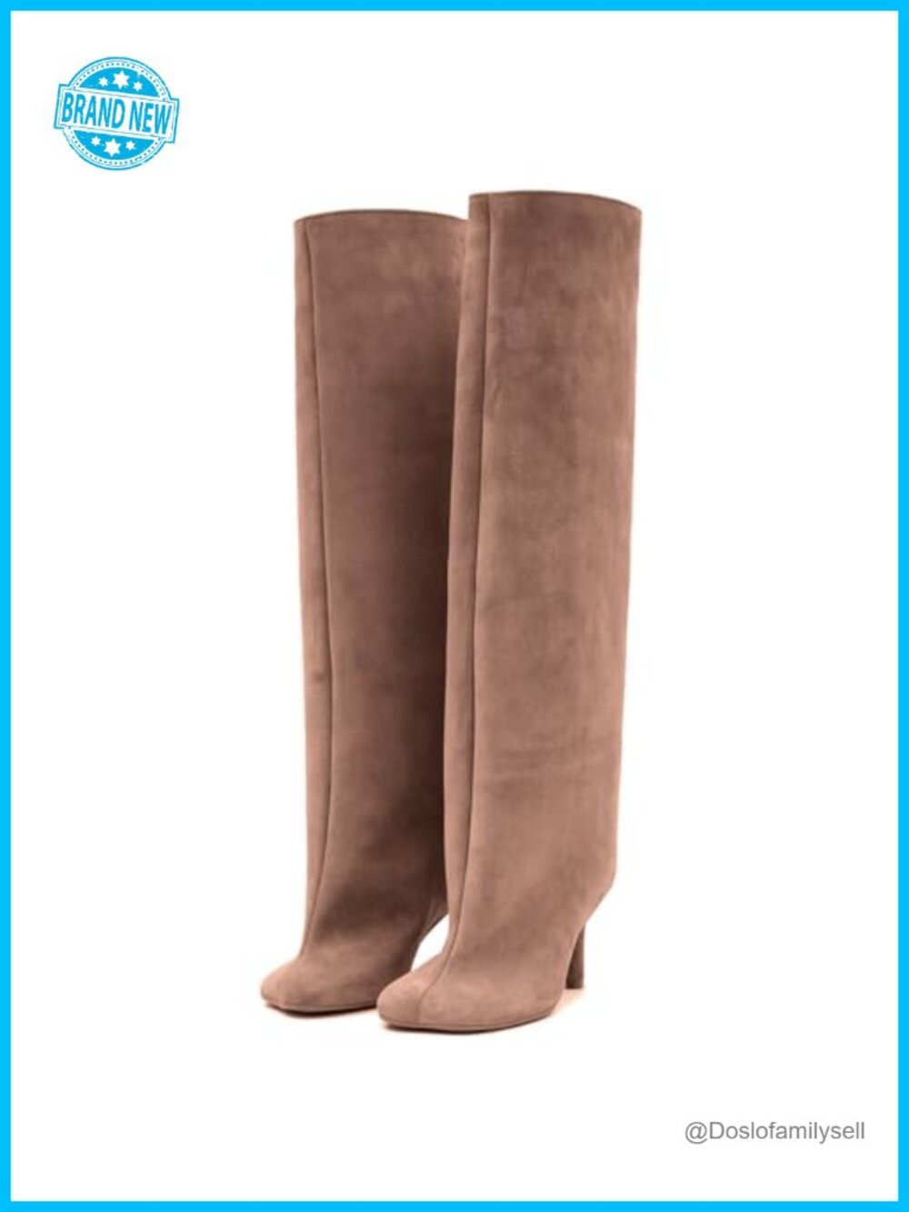 Women's Knee High Stiletto Boots Suede Square Toe Pull On Wide Calf